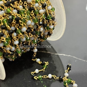 Faceted Hydro Rondelle Beads: Gold Plated Rosary Chain, Jewelry Making