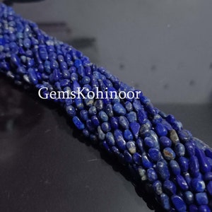 Natural Lapis Lazuli Nugget Beads: 8 Inch Strand (3-4mm)
