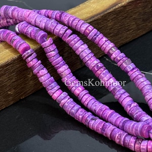 Purple Opal Heishi Tyre Shape Beads, AAA Quality, Lavender Opal Smooth Wheel Gemstone Beads, 8 Inch Strand. 6-7mm,