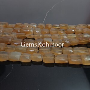 Light Chalcedony Rectangle Beads: Natural Faceted Gemstone, 8 Inch Strand