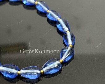 ブルータンザナイトハイドロペアビーズ：ハンドメイドジュエリー