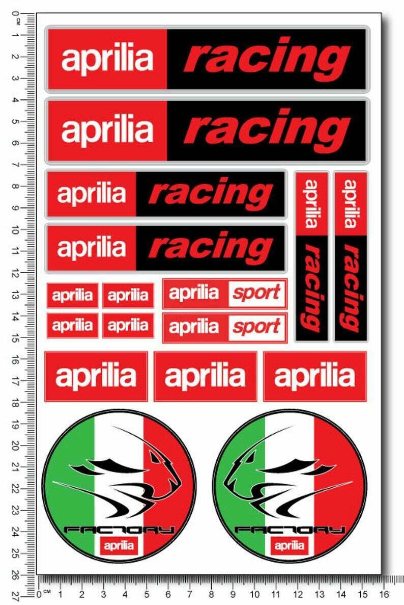 aprilia Racing Motorbike Motorcycle 16 Laminated Decals Sticker Set RSV RS Tuono