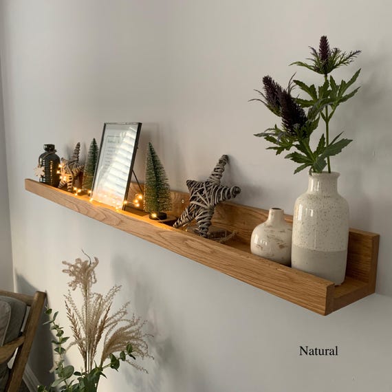 Oak Picture Ledge| Gallery wall Floating Shelf | Kitchen Shelves | Photo Rail
