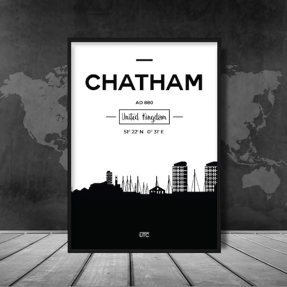 Chatham Skyline Black And White City Print Chatham Art Etsy