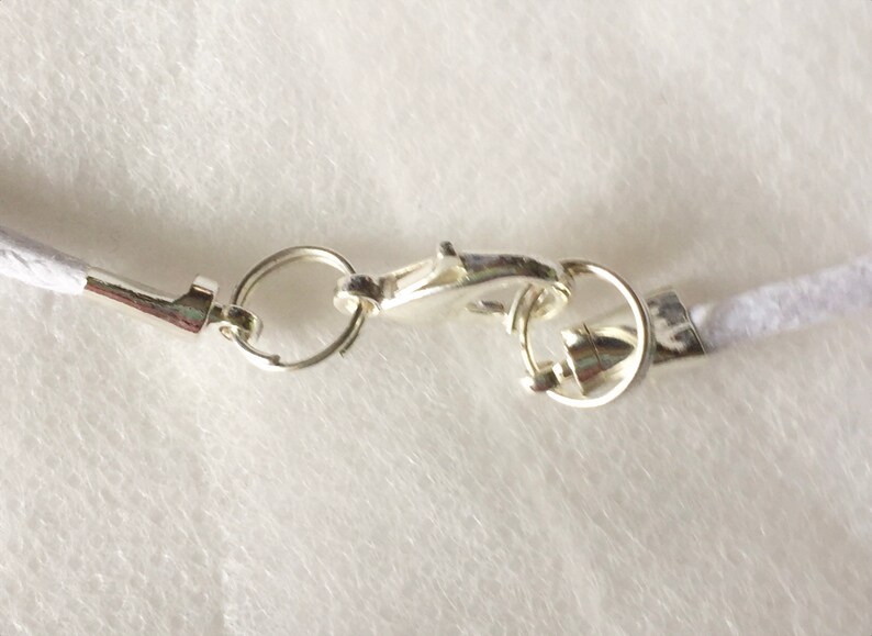 21 White Cord Necklace Stainless Steel Heart Swans