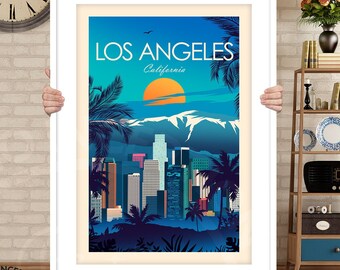 Los Angeles Travel Print, Los Angeles Poster, Los Angeles Wall Art, Art Prints, Travel Poster, California Print