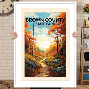 Impresión de viaje del Parque Estatal del Condado de Brown, póster de Indiana, arte mural de Nashville, regalo de viaje, regalo del Condado de Brown, regalo personalizado