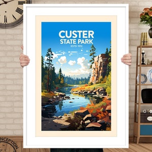 Impresión del Parque Estatal de Custer, póster de Dakota del Sur, arte mural de Black Hills, regalo de viaje, regalo del condado de Custer, regalo personalizado, impresiones enmarcadas