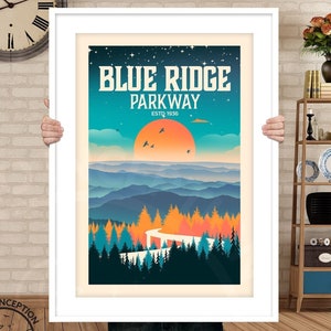 Blue Ridge Parkway Poster - Blue Ridge Mountains - Minimalist Art Print