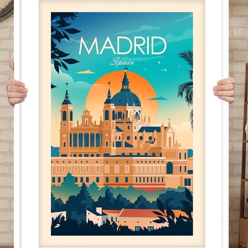 Madrid Print Madrid Wall Art Spain Vintage Travel Poster Etsy