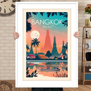 Bangkok Print Poster, Bangkok Wall Art, Gift, Asia Poster Print, Bangkok Thailand Painting, Wall Decor, Studio Inception