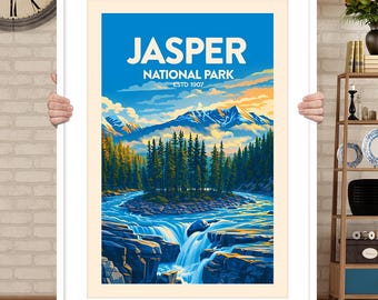 Muurkunst Jasper National Park – reisposter Canada