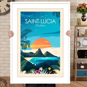 Saint Lucia travel print - Caribbean