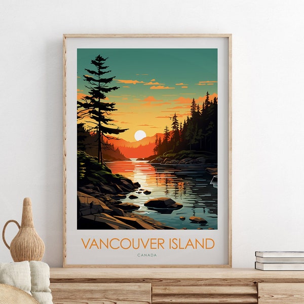 Vancouver Island Minimal Print Canada Travel Poster Gift Wall Art Home Decor Wanderlust