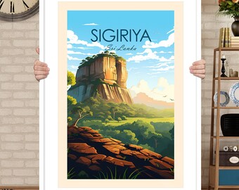 Sri Lanka Traditional Style Travel Print, Sigiriya Print, Sri Lanka Poster, Travel print, Birthday present, Wedding Gift