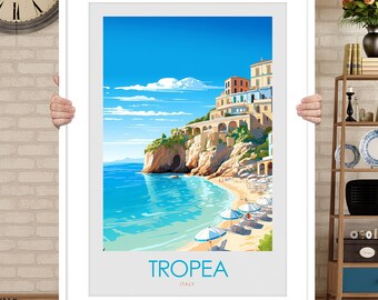 Tropea Beach Print, Italy Travel Poster Gift