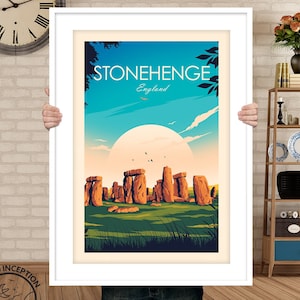 Stonehenge Print - England Travel Poster - UK