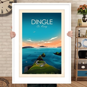Dingle Co Kerry Travel Poster Print in Traditional Style by Studio Inception