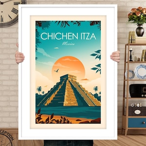 Chichen Itza Mexico Travel Print - Landmarks Print - Wonders of the world Poster - Yucatan
