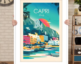 Capri Italy Print, Capri Travel Print, Italy Travel Poster Travel Gift Honeymoon Souvenir