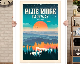 Blue Ridge Parkway Poster - Blue Ridge Mountains - Minimalist Art Print