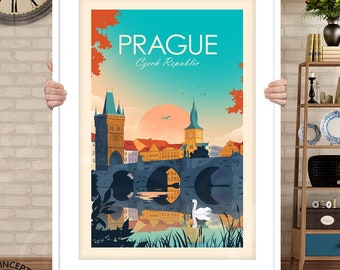 Prague Travel Print, Gift for Travel, Home Decor, Wall Art, Czech Republic Poster