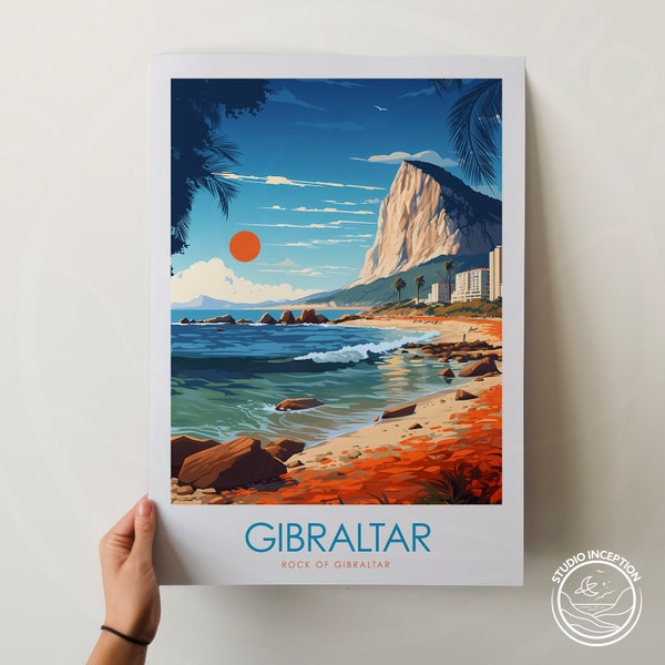 Rock of Gibraltar Print, Wall Art, Gibraltar Gift, Framed Travel Prints, Landmark Prints, Custom Travel Art, Coastal Prints, Travel Decor