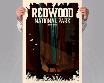 Redwood National Park Travel Poster | Redwood Park Print | Art Print | Designed by Studio Inception | Travel Print