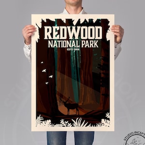 Redwood National Park Travel Poster | Redwood Park Print | Art Print | Designed by Studio Inception | Travel Print