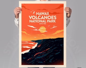 Hawaii Volcanoes National Park Print, Hawaii Poster Print, National Park Print by Studio Inception