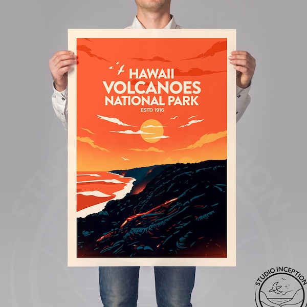 Hawaii Volcanoes National Park Print, Hawaii Poster Print, National Park Print by Studio Inception