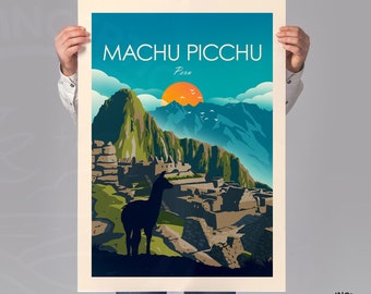 Machu Picchu Peru Print | Peru Travel Poster | Cusco Print Poster South America Wall Art