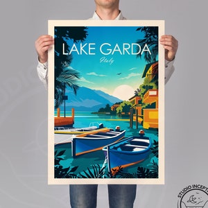 Lake Garda Print Italy, Lake Garda Travel Print, Italy Travel Poster Travel Gift by Studio Inception, Travel Gift