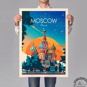 Moscow Russia Travel Print featuring Saint Basils Cathedral, Art Print, Home Decor, Travel Poster, Wall Art, Travel gift