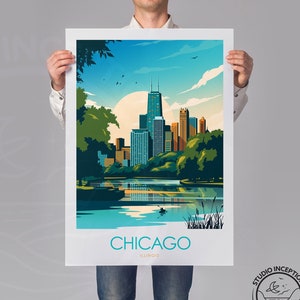 Chicago Print Chicago Poster Travel Print, Travel Poster, Home Decor, Gallery Wall, Travel Gift