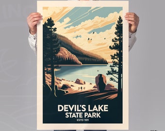 Devils Lake State Park Travel Poster Travel Print Home Decor Wisconsin Wall Art by Studio Inception