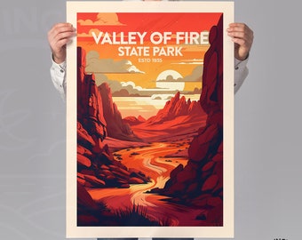 Valley Of Fire State Park Poster Nevada Travel Print Wall Art Wall Hanging Home Décor Travel Gift