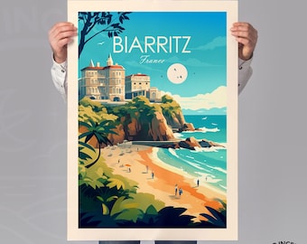 Biarritz Travel Print Biarritz Poster France Home Decor Art Print Biarritz Wall Art Travel Gift Birthday Present