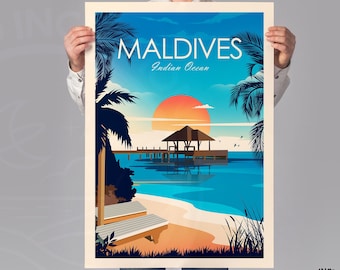 Maldives Poster - Maldives Print - Maldives Art - Maldives Travel Print - Wall Art - Travel Gift by Studio Inception