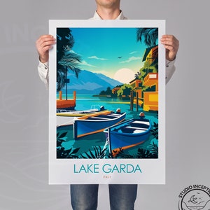 Italy Print - Lake Garda Poster - Travel Poster - Travel Gift - Honeymoon Gift - Gallery Wall