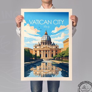 Vatican City Traditional Print Italy Travel Poster Home Decor Rome Gift