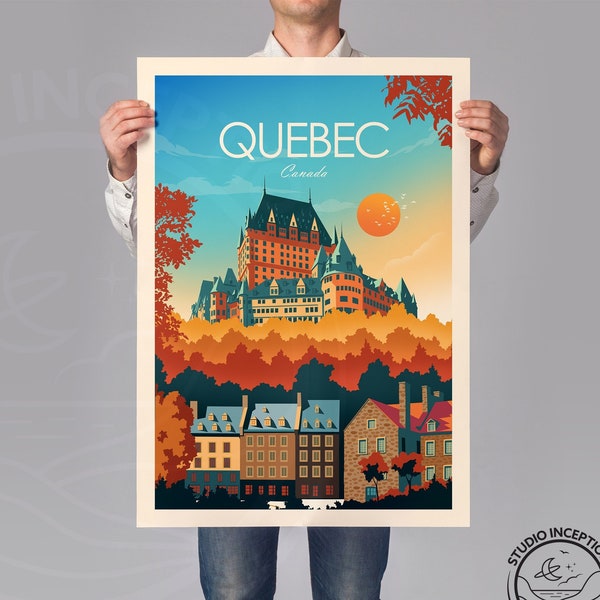 Quebec Print Canada Travel Print featuring Château Frontenac, Art Print, Travel Print, Travel Poster, Wall Art