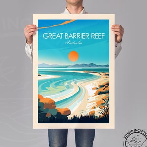 Great Barrier Reef Print Australia Wall Art Great Barrier Reef Travel Poster Home Décor Travel Gift, Wedding Present