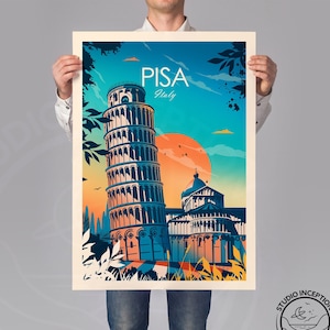 Pisa Print Italy, Pisa Tuscany Travel Print, Italy Travel Poster Leaning Tower of Pisa Travel Gift by Studio Inception