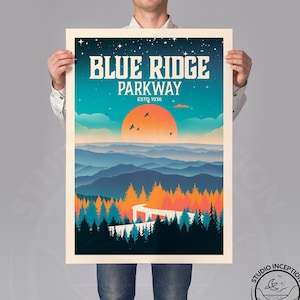 Blue Ridge Parkway Poster - Blue Ridge Mountains - Minimalist Art Print