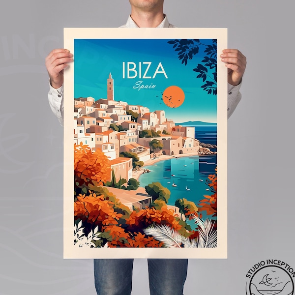 Ibiza Print Wall Art Ibiza Travel Poster Wall Hanging Home Décor Travel Gift Spain Wall Décor