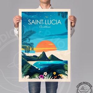 Saint Lucia travel print Caribbean image 1