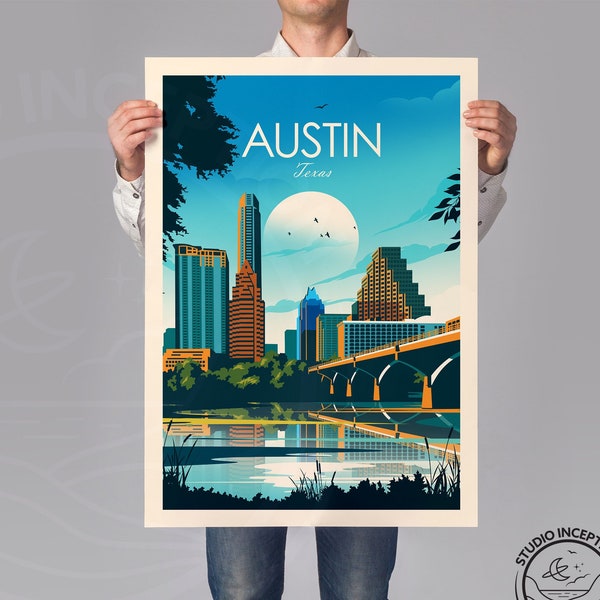 Austin Texas Travel Print Gallery Wall, Travel Poster, Home Decor, Travel Gift