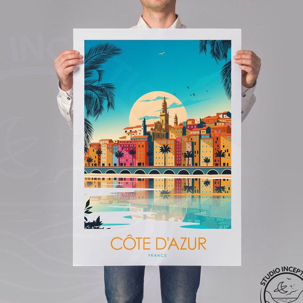 French Riviera Print Côte d'Azur Travel Print France Print Saint-Tropez Poster Cannes Wall Art Monaco print | Travel Poster | Travel Print