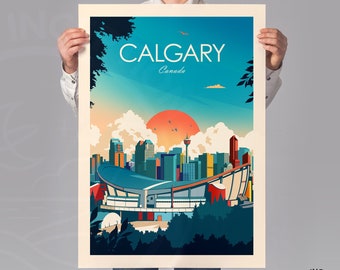 Calgary Travel Poster Print Calgary Canada Wall Art Wall Hanging Home Decor Calgary Gift Travel Gift Birthday Wedding Gift